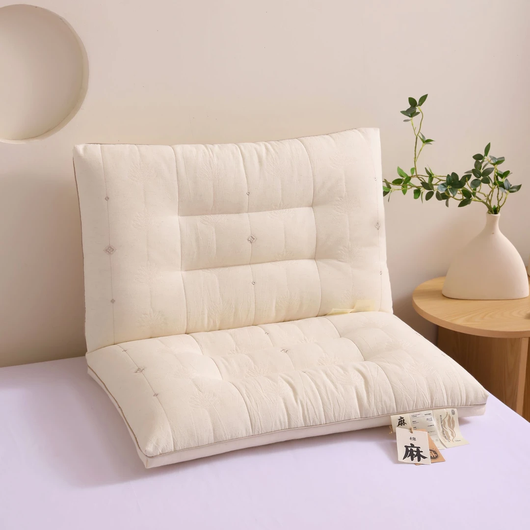 【小花】48*74cm枕头亚麻棉高端舒适透气亲肤成人枕头一个装