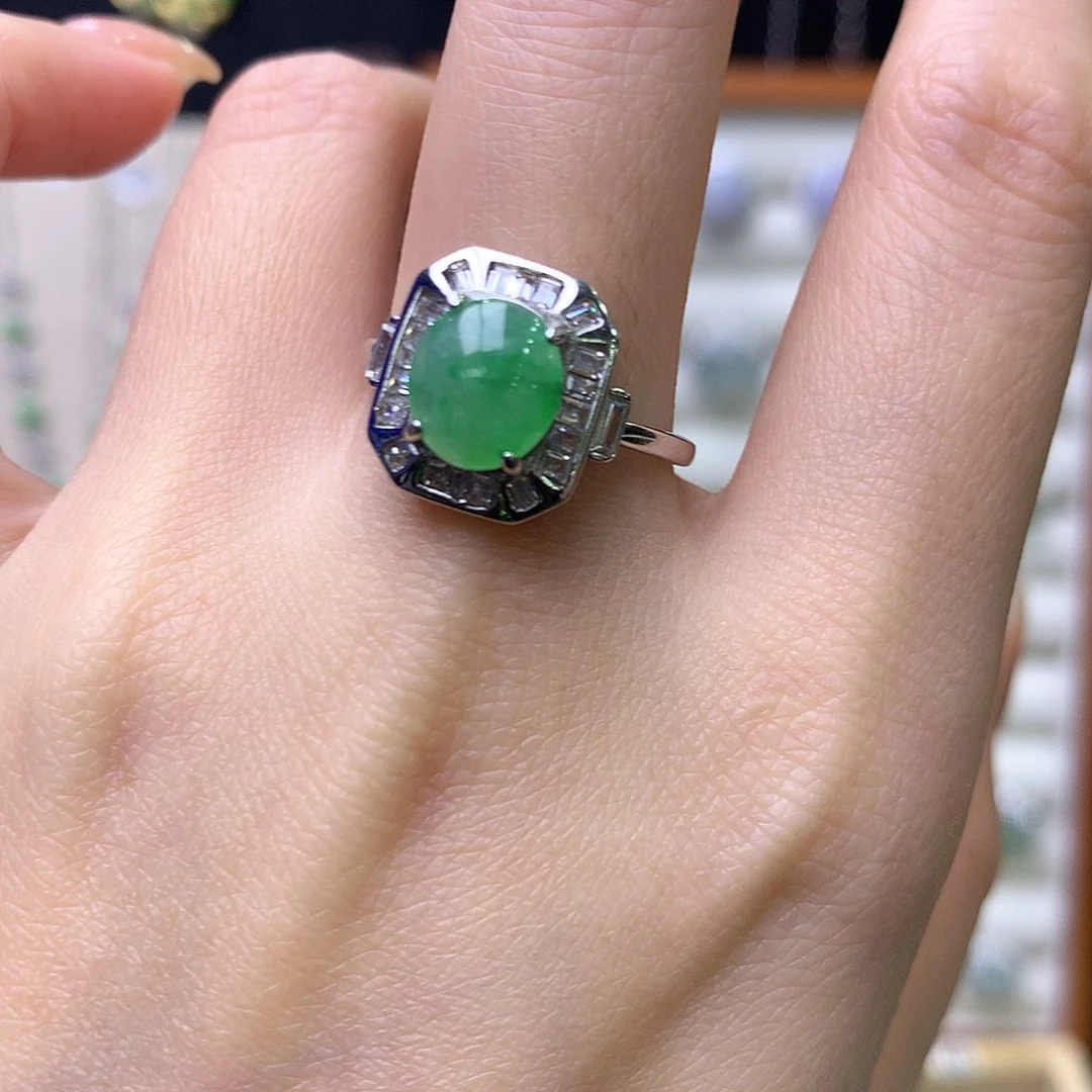 翡翠银S925镶嵌戒指25