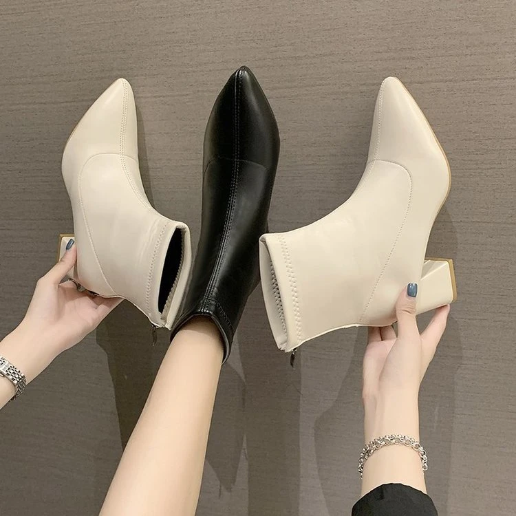2025秋冬季白色时尚瘦瘦靴女鞋新款高跟爆款百搭网红靴子洋气气质