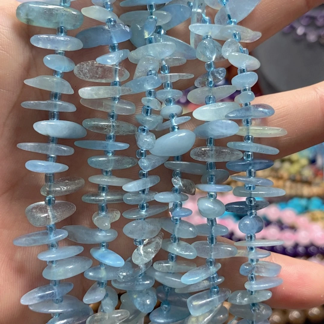 玛瑙/玉髓未镶嵌珠宝半成品天然海蓝宝卡卡一条