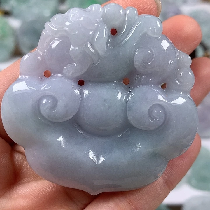 颈饰未镶嵌翡翠如意麒麟两两个工艺卡厚12+