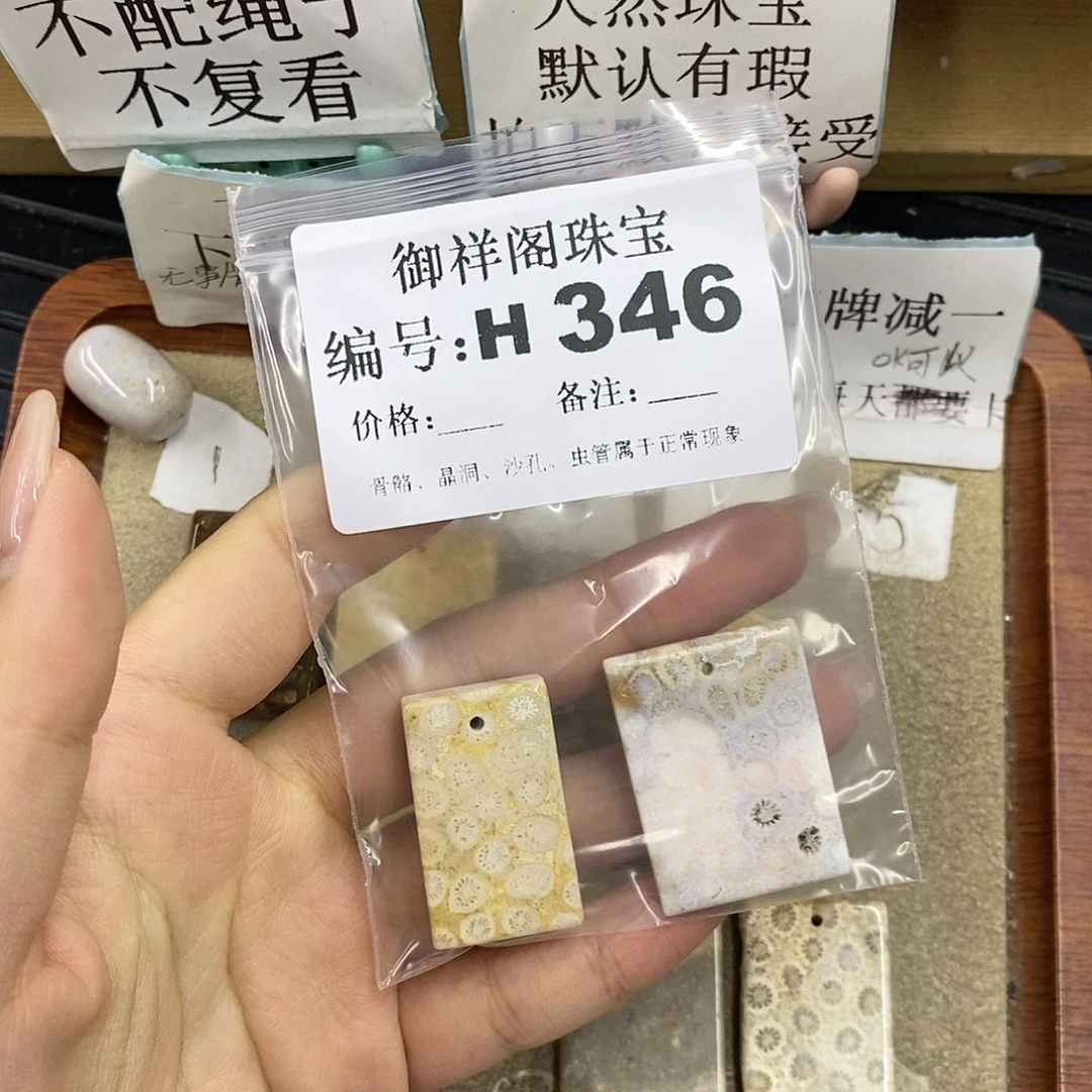 硅化珊瑚（珊瑚玉）未镶嵌颈饰八*半