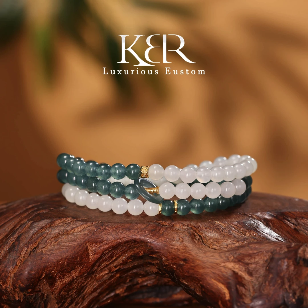 翠玉和安 ・新款S925银天然A货翡翠三圈手串简约百搭 KBR1012003