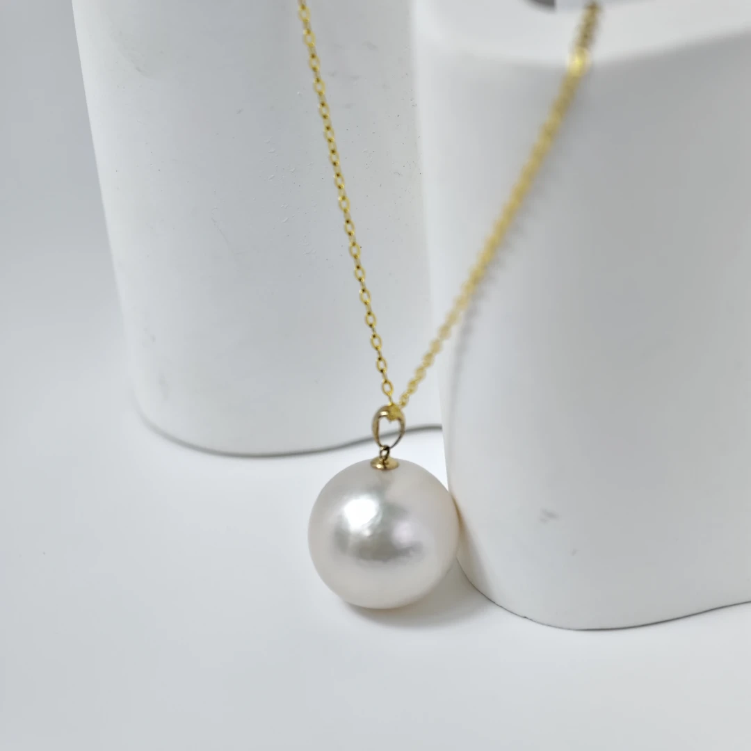 【婕妤甄选】14-15mm18K金珠宝淡水大龙珠珍珠吊坠 P1172