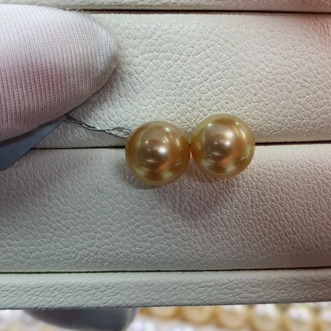 18K金镶嵌耳饰海水珍珠10-11