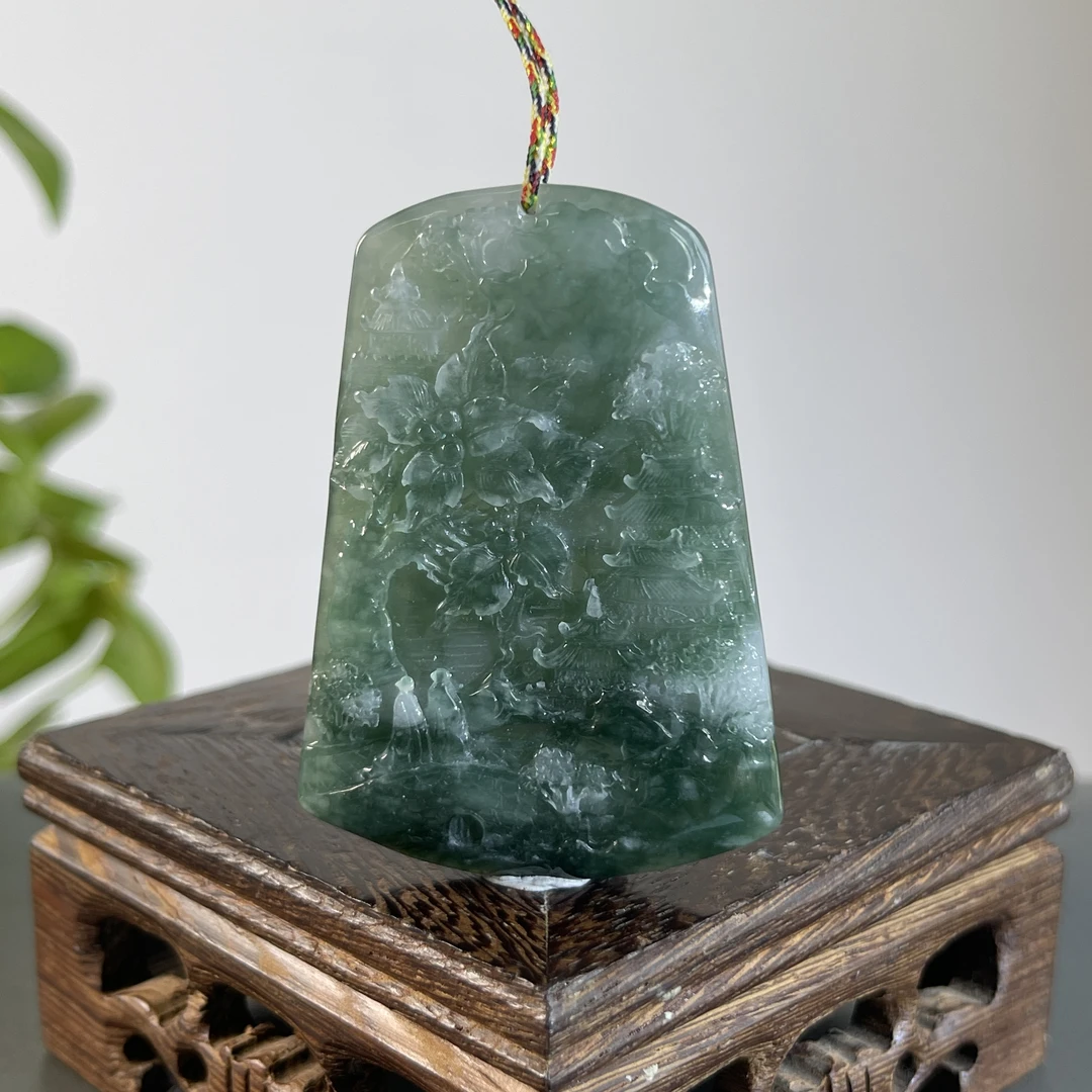 JCW02-202  天然缅甸A货翡翠  山水牌