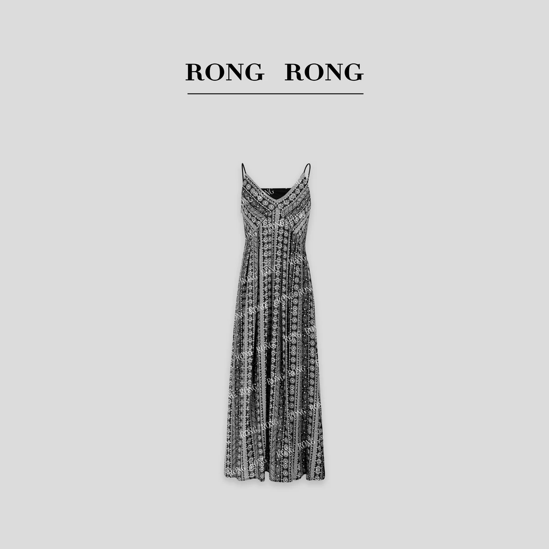 溶溶J【艺术余梦】RONGRONG 波西米亚度假吊带裙C-L206320-5.8 L001