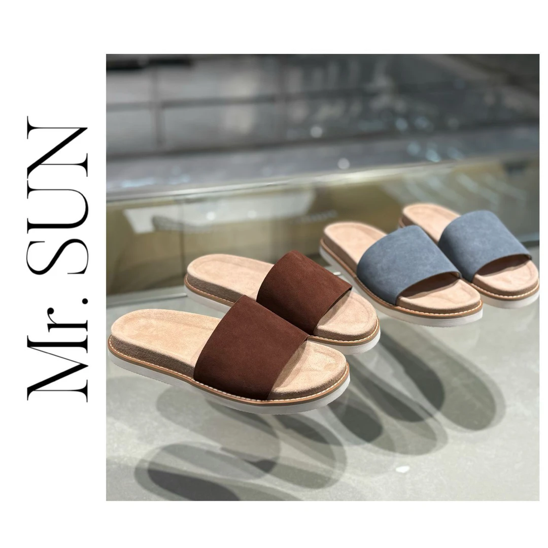 孙先生男装｜意式顶奢反绒牛皮一字推拖鞋男款凉拖70-12