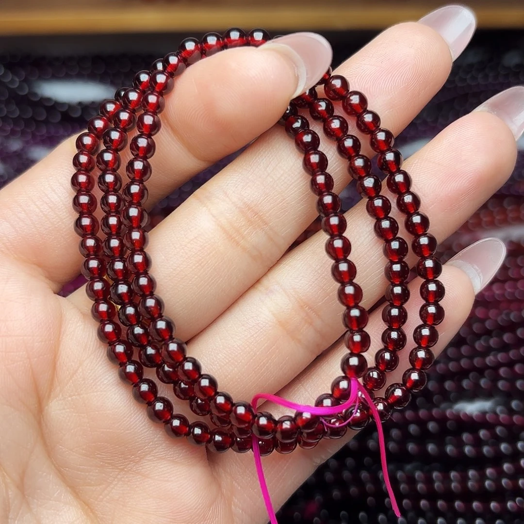 石榴石未镶嵌手链卡4酒红三圈毕业级