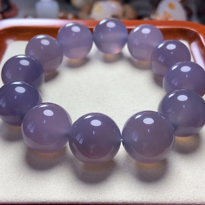 玛瑙/玉髓手串未镶嵌冰底 帝王紫