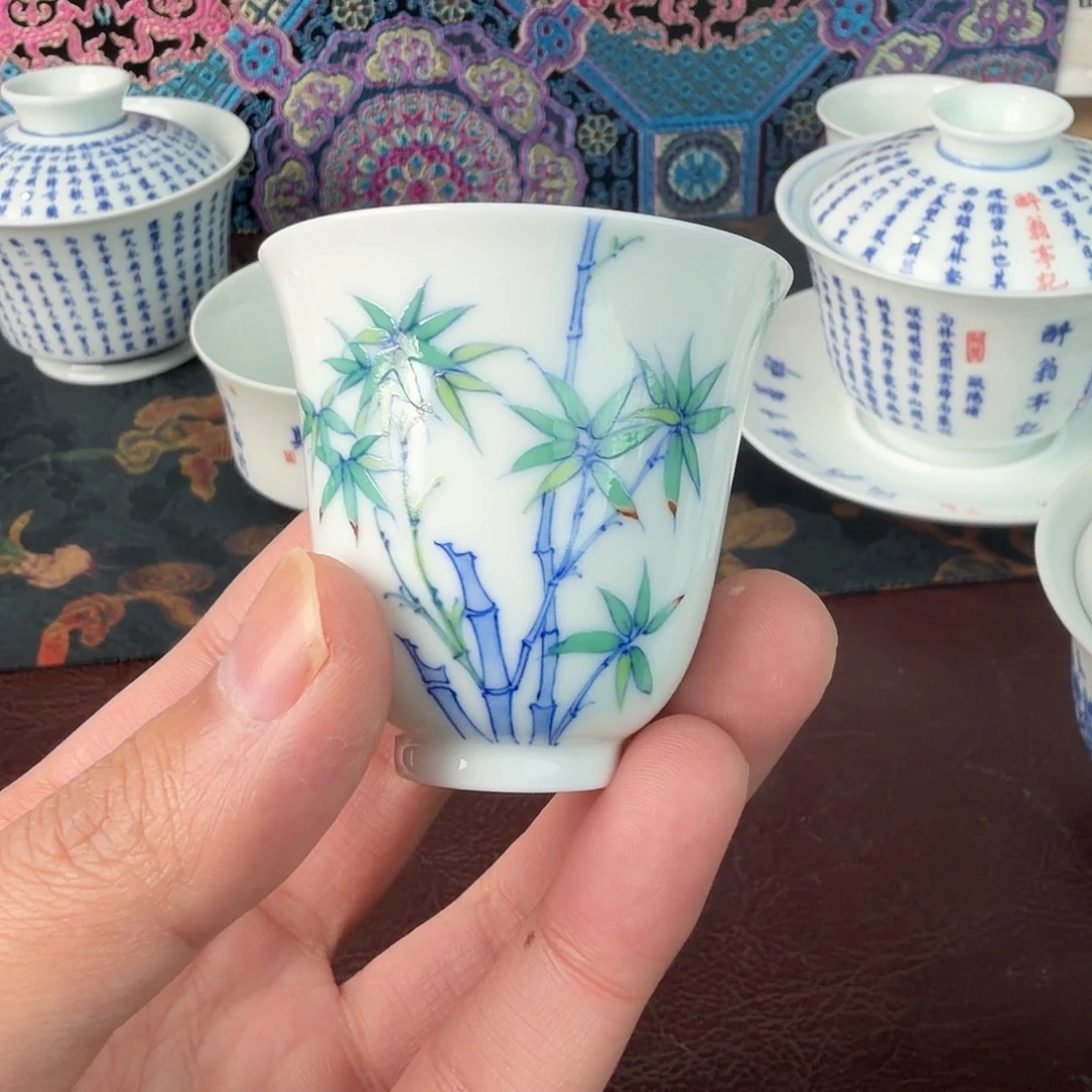 手绘青花花钱包邮