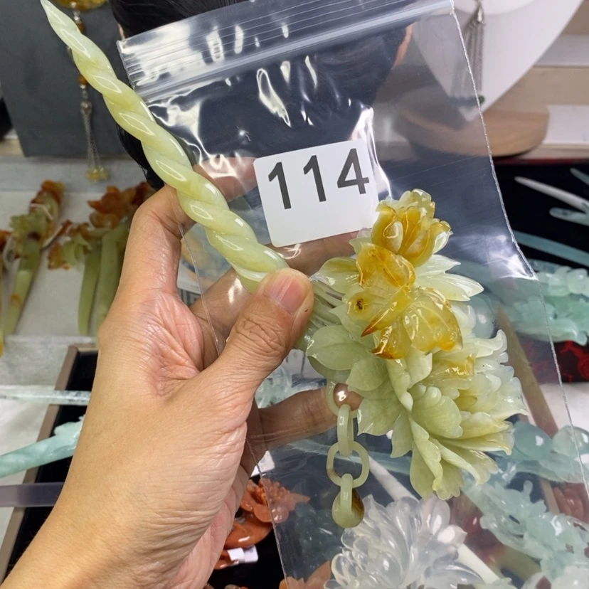 【闪购商品】岫玉发饰未镶嵌延