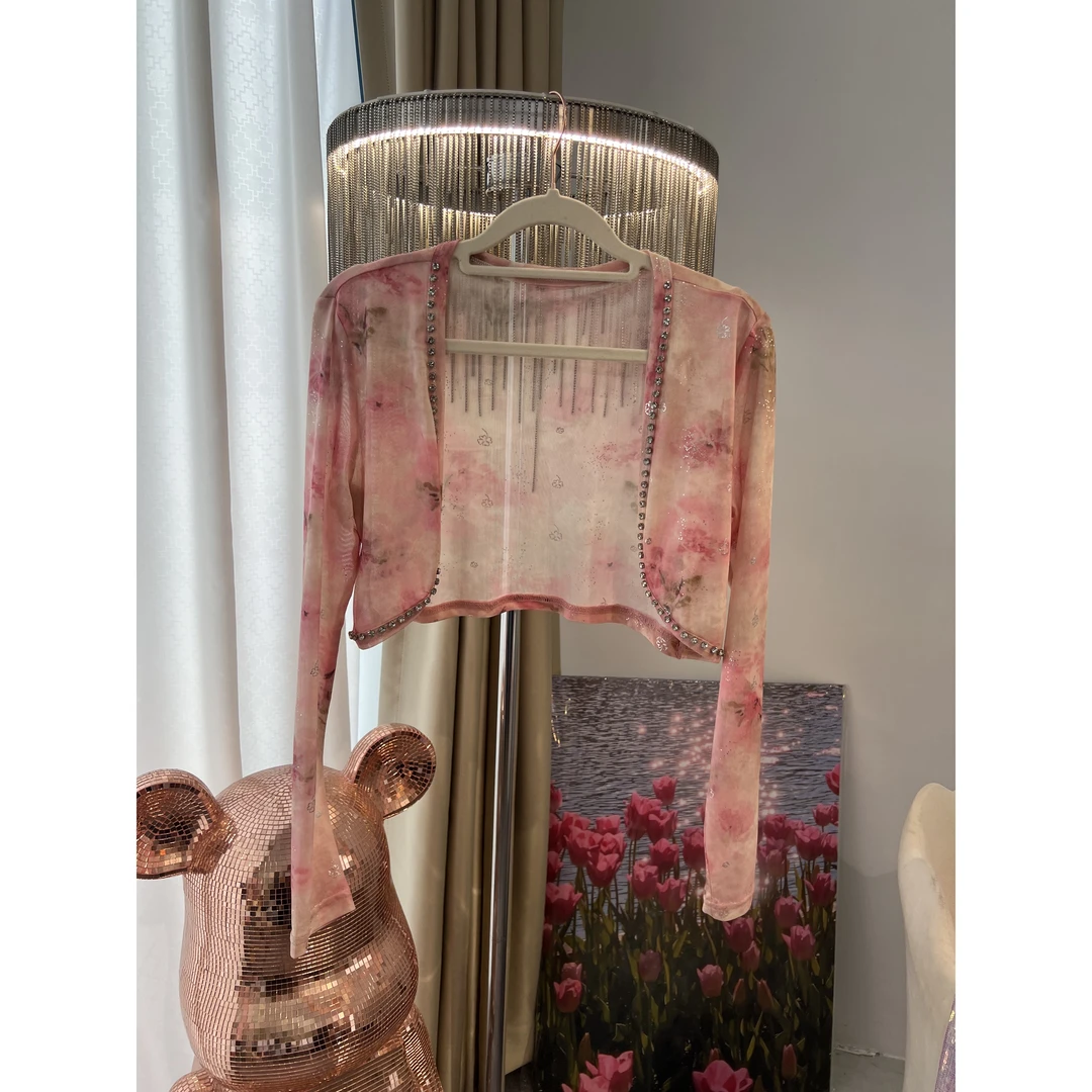 新款薄纱披肩气质扎染纯欲外套小众设计开衫5012