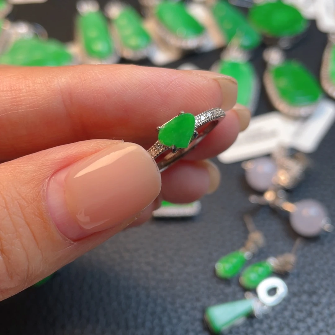 翡翠银S925镶嵌吊坠(不含链)戒指