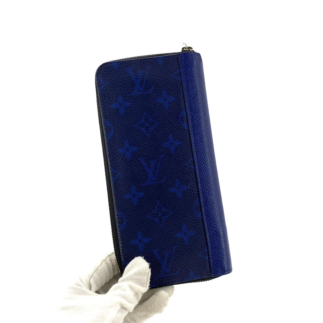 99新 LouisVuitton/路易威登 电光蓝老花窄版拉链钱包 尺寸20/10
