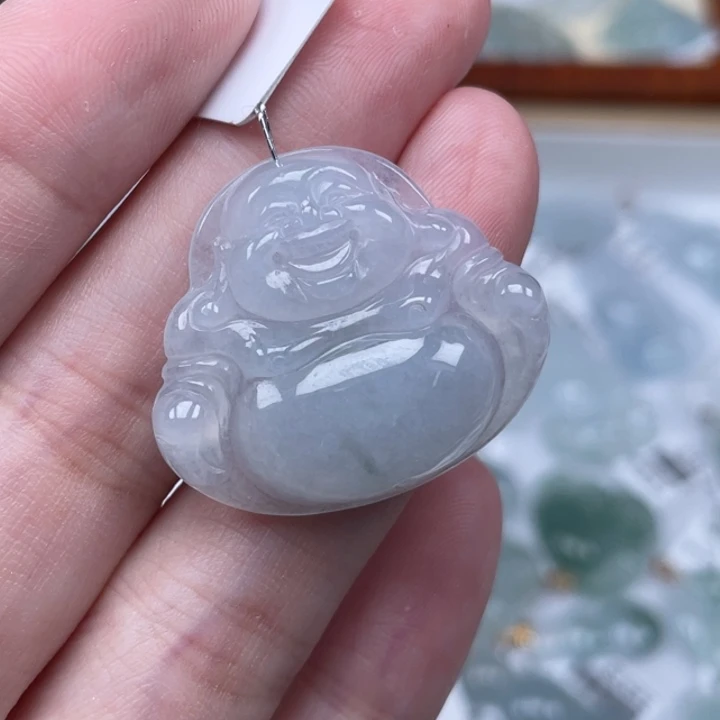翡翠18K金镶嵌颈饰佛公