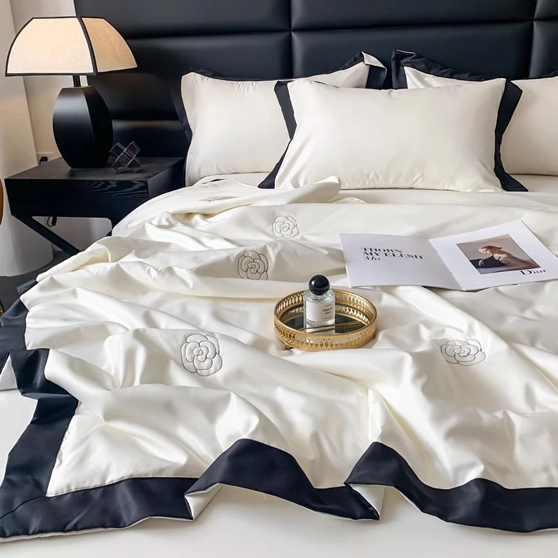 富安娜夏季天丝夏凉被四件套双面冰丝凉感夏被可机洗水洗空调薄被