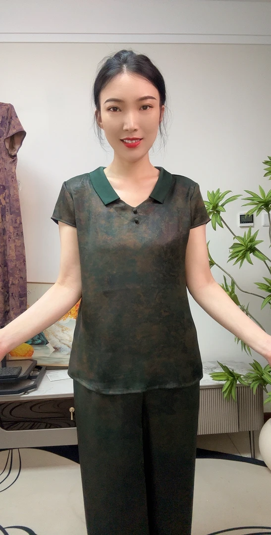 夏季翻领宽松遮肉显瘦中老年气质新中式短款上衣