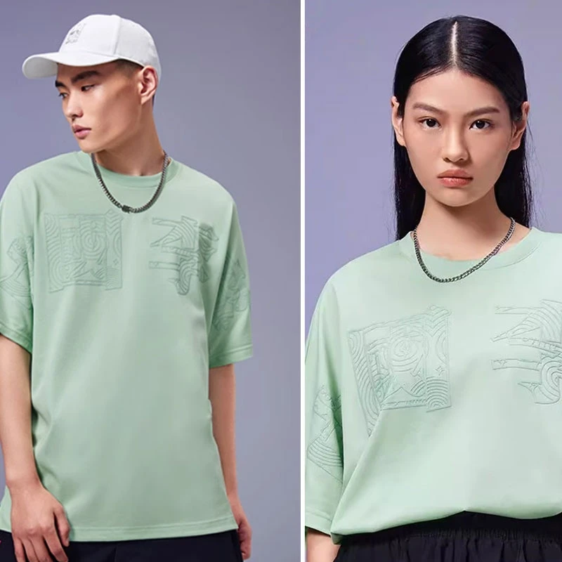 中国李宁运动T恤宽松文化衫短袖半袖女文化衫情侣半袖AHSS100-B品