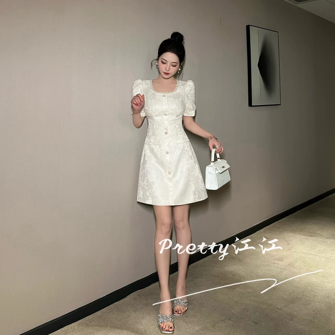 Pretty小众设计师品牌江江定制  时尚轻奢千金气质感连衣裙9881