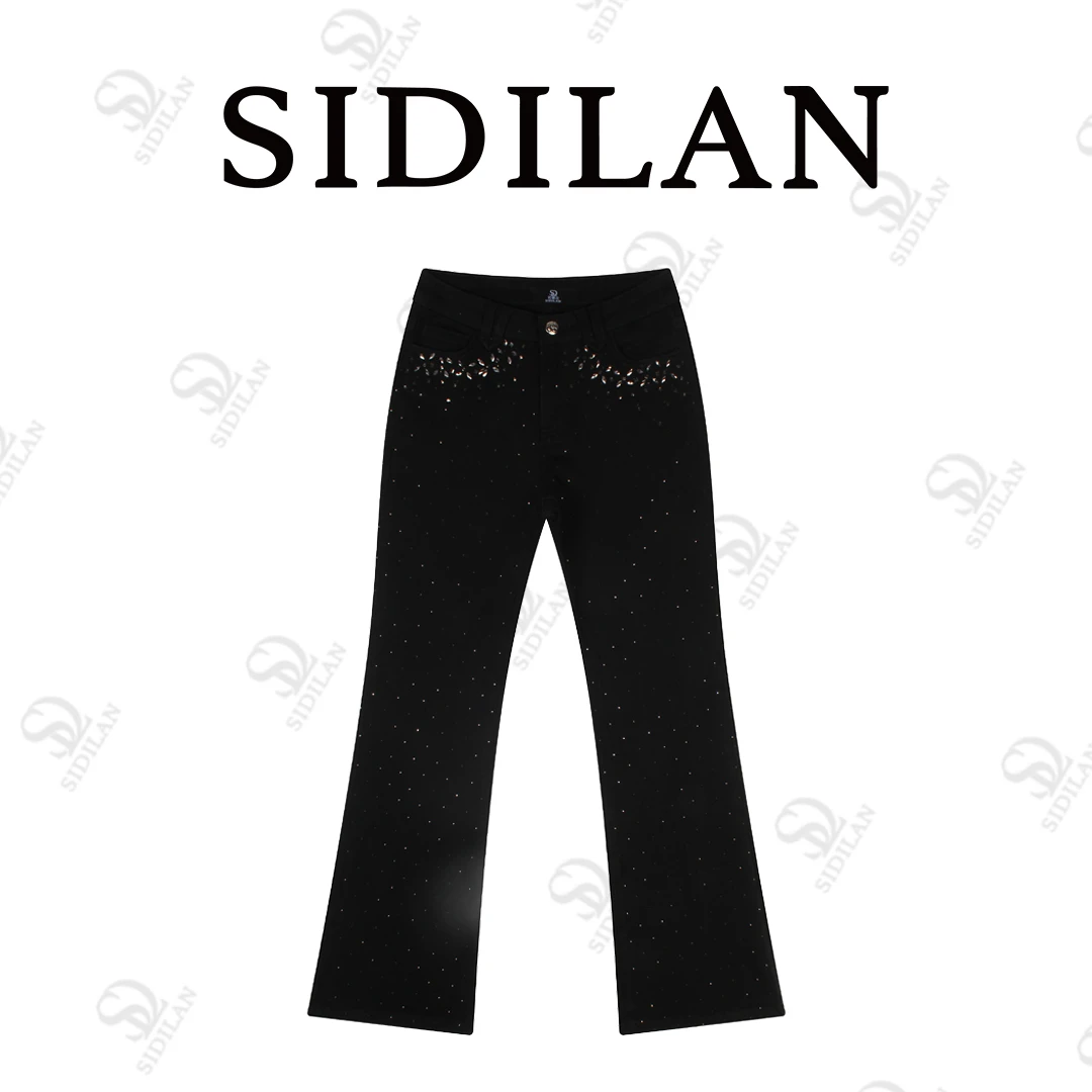 Sidilan 时尚闪钻女款低腰微喇牛仔裤SDL5650