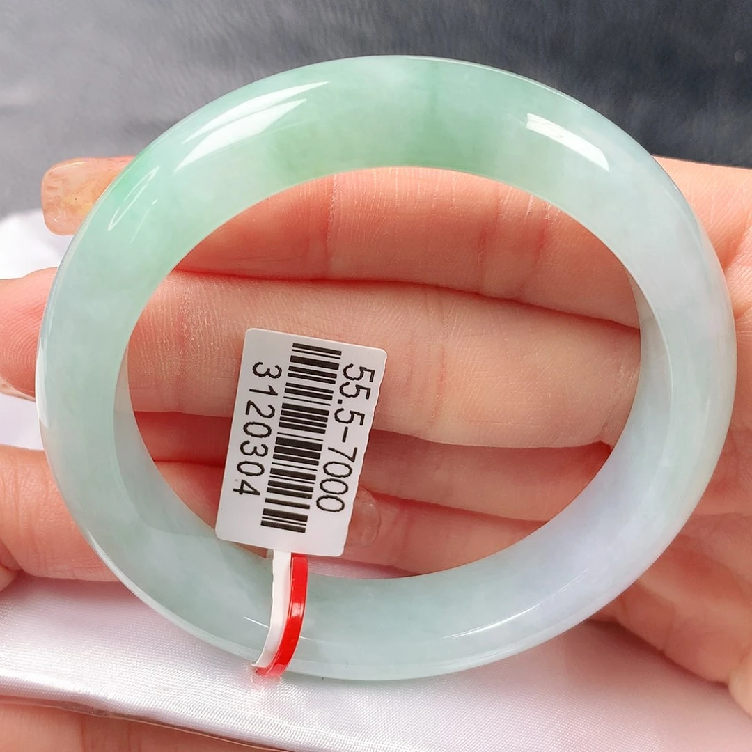 翡翠手镯未镶嵌冰湖水绿正圈55圈口 58号