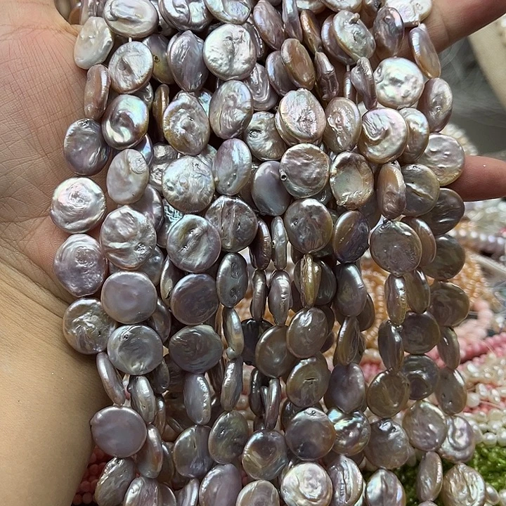 未镶嵌玛瑙/玉髓珠宝半成品一条15mm左右巴洛克珍珠圆片