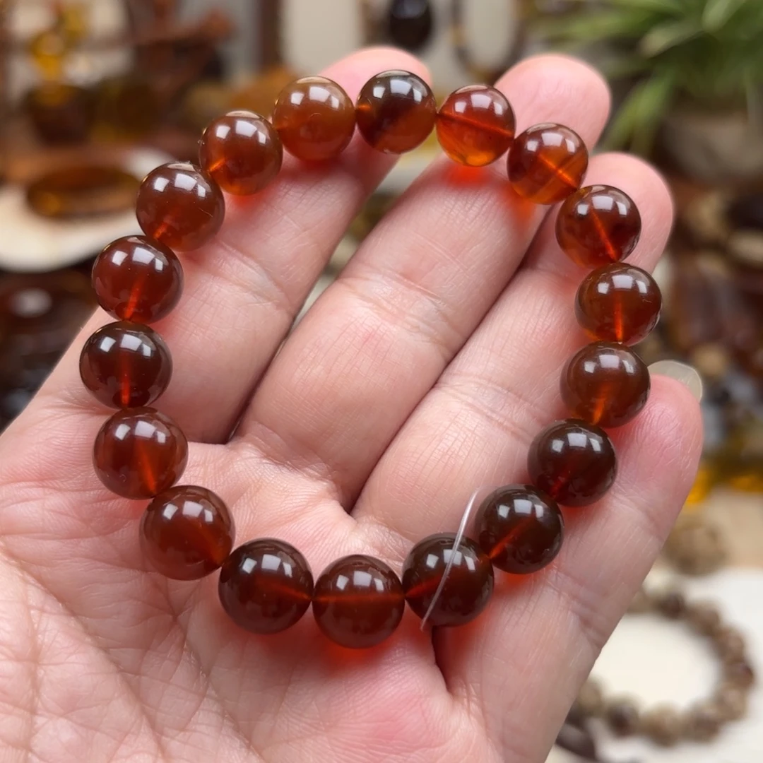 琥珀未镶嵌手链棕红紫罗兰卡11