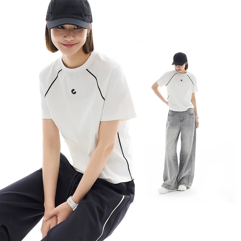 CLOUDSPACE/云上生活【城市漫游T】撞色短款插肩袖短袖女T恤2025夏