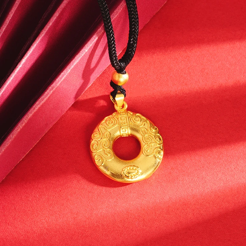 <姜百万专属>铜吊坠如意环项链气质百搭圆圈祥云国风吊坠久不掉色