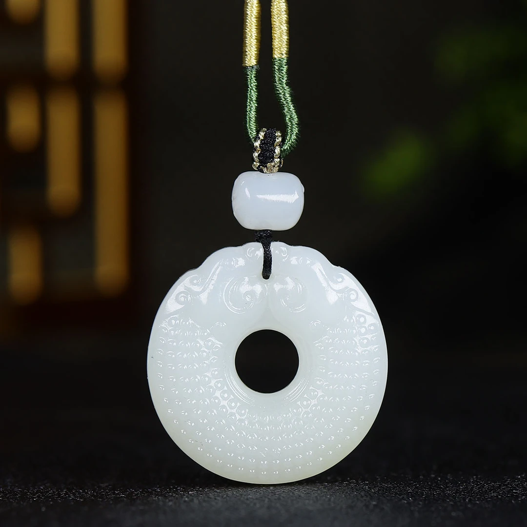 1223157和田玉白玉仿古平安扣