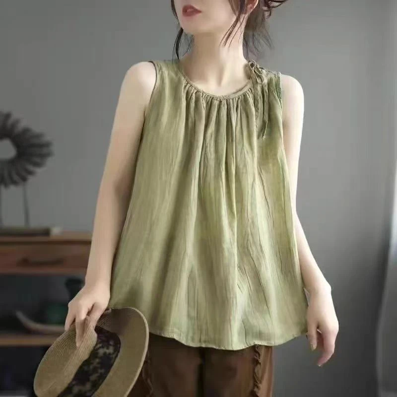 【现货+退换包邮】复古女背心无袖宽松套头打底薄款显瘦气质345