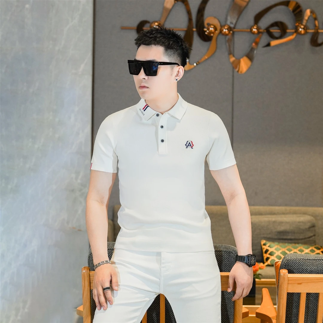 秋季新款男士短袖t恤针织翻领潮流高端刺绣POLO衫百搭欧货KL7862