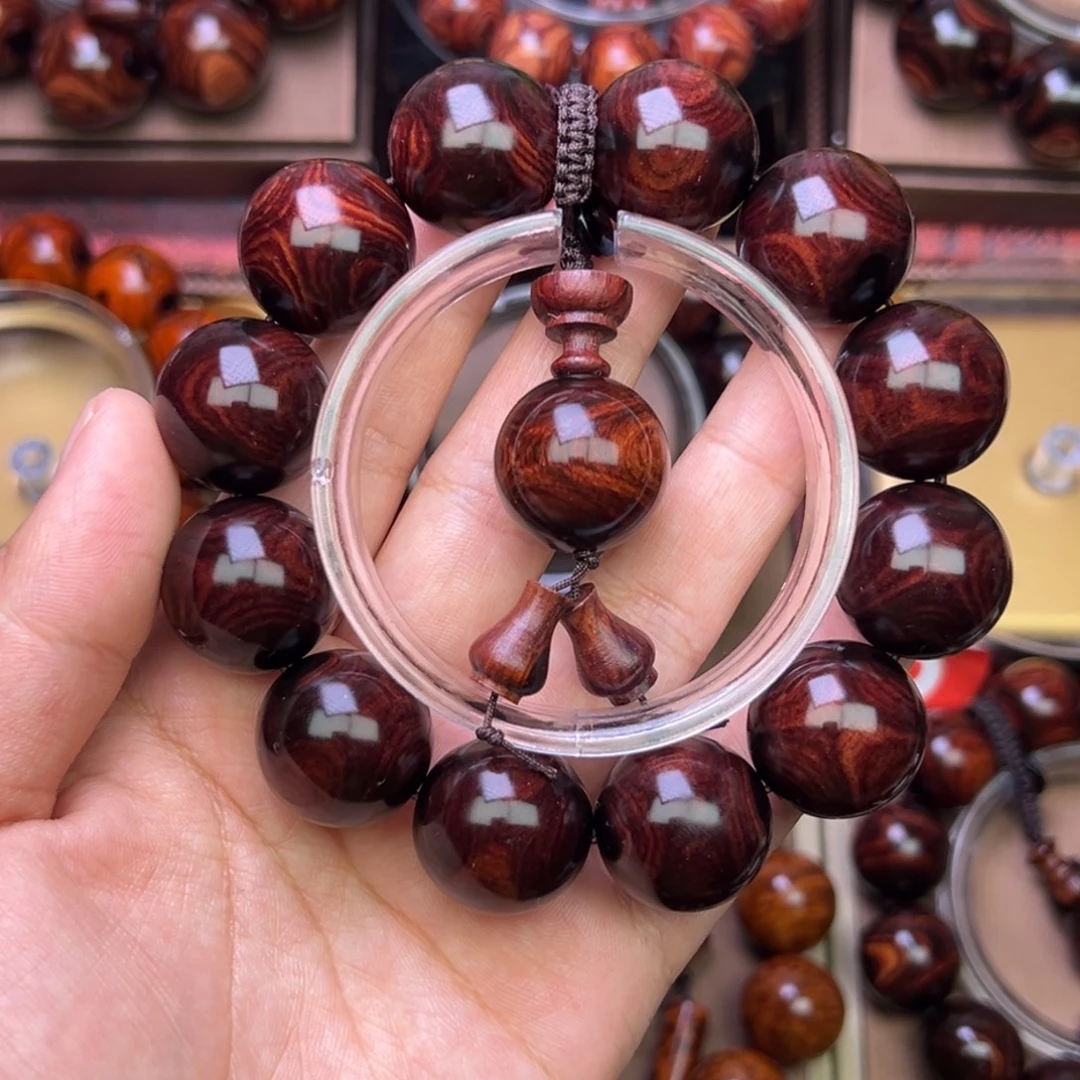 木质类黄花梨手串鬼脸对眼紫油梨留疤