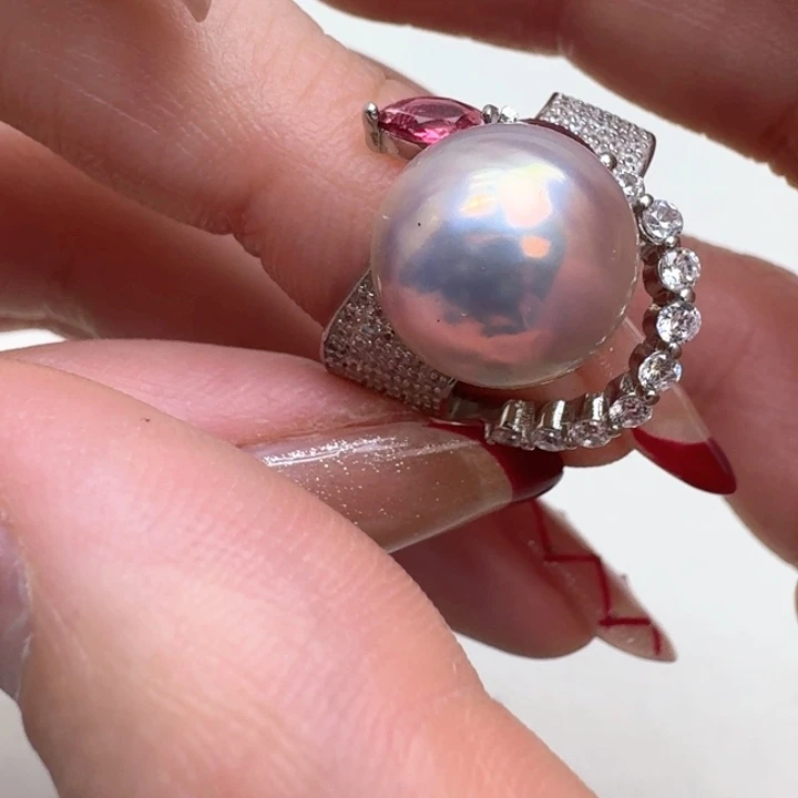 拼合珍珠（马贝珠）戒圈银S925镶嵌