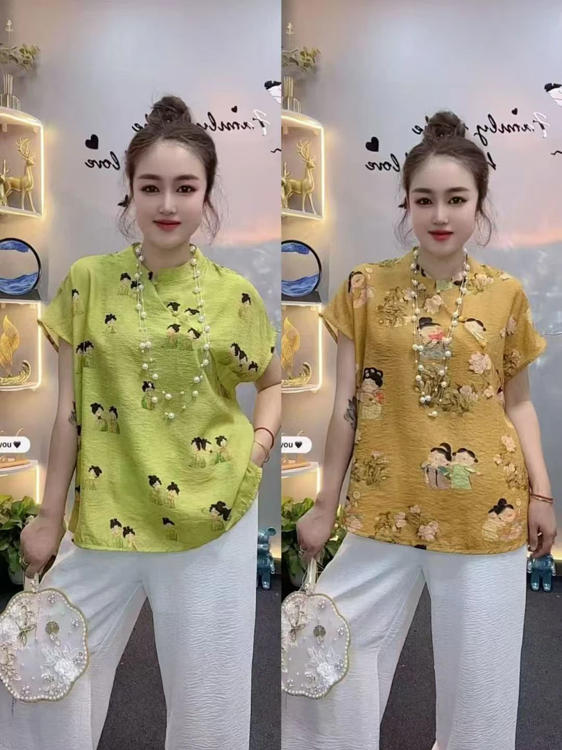 夏季新中式复古小唐人时尚洋气高级感女士上衣