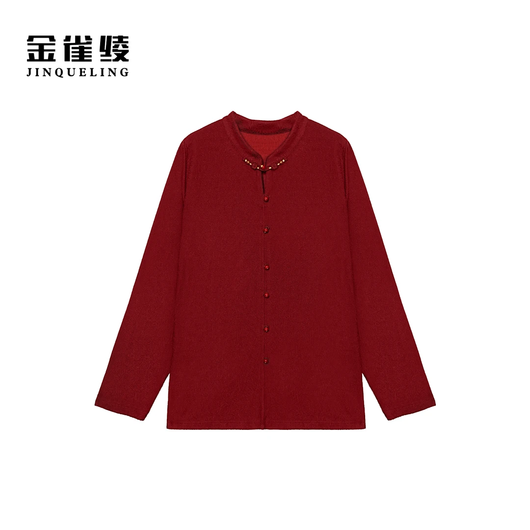 金雀绫【红梅映雪】新中式设计款立领加宽加大小衫SZA3SY766