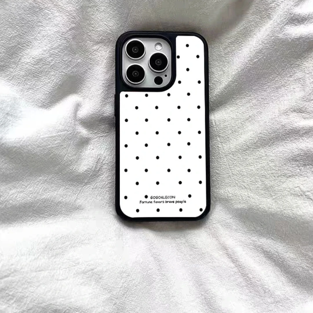 简约黑白波点ins风适用苹果16promax女款iphone15亚克力手机壳