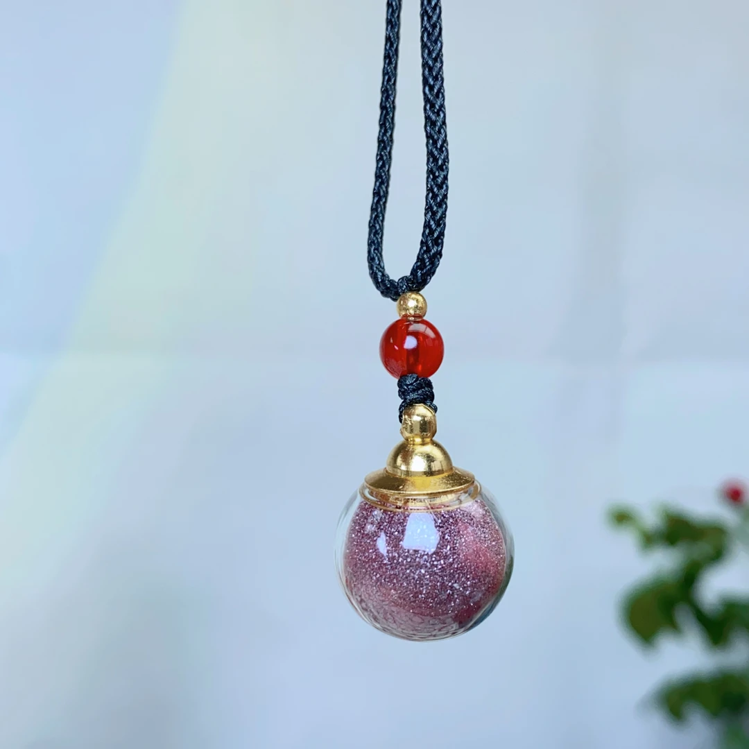 天然辰砂含朱砂工艺圆形瓶子朱砂6克颗粒吊坠