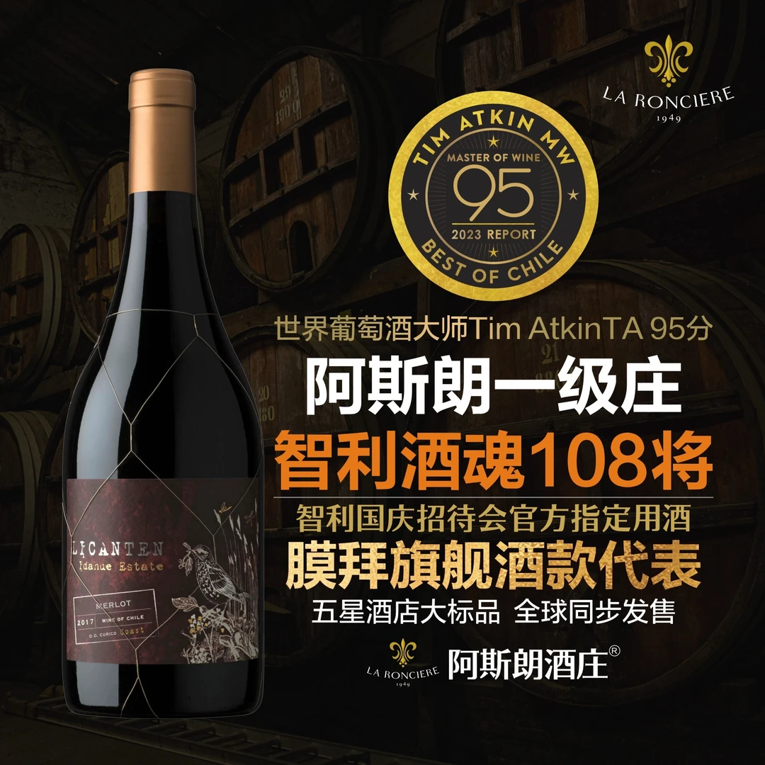 阿斯朗利根登梅洛红葡萄酒750ML（智利酒魂108将之一）