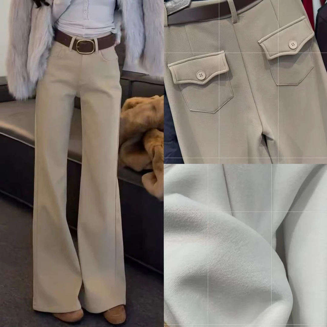 自留款/巨显瘦垂感西装加厚绒直筒长裤9957