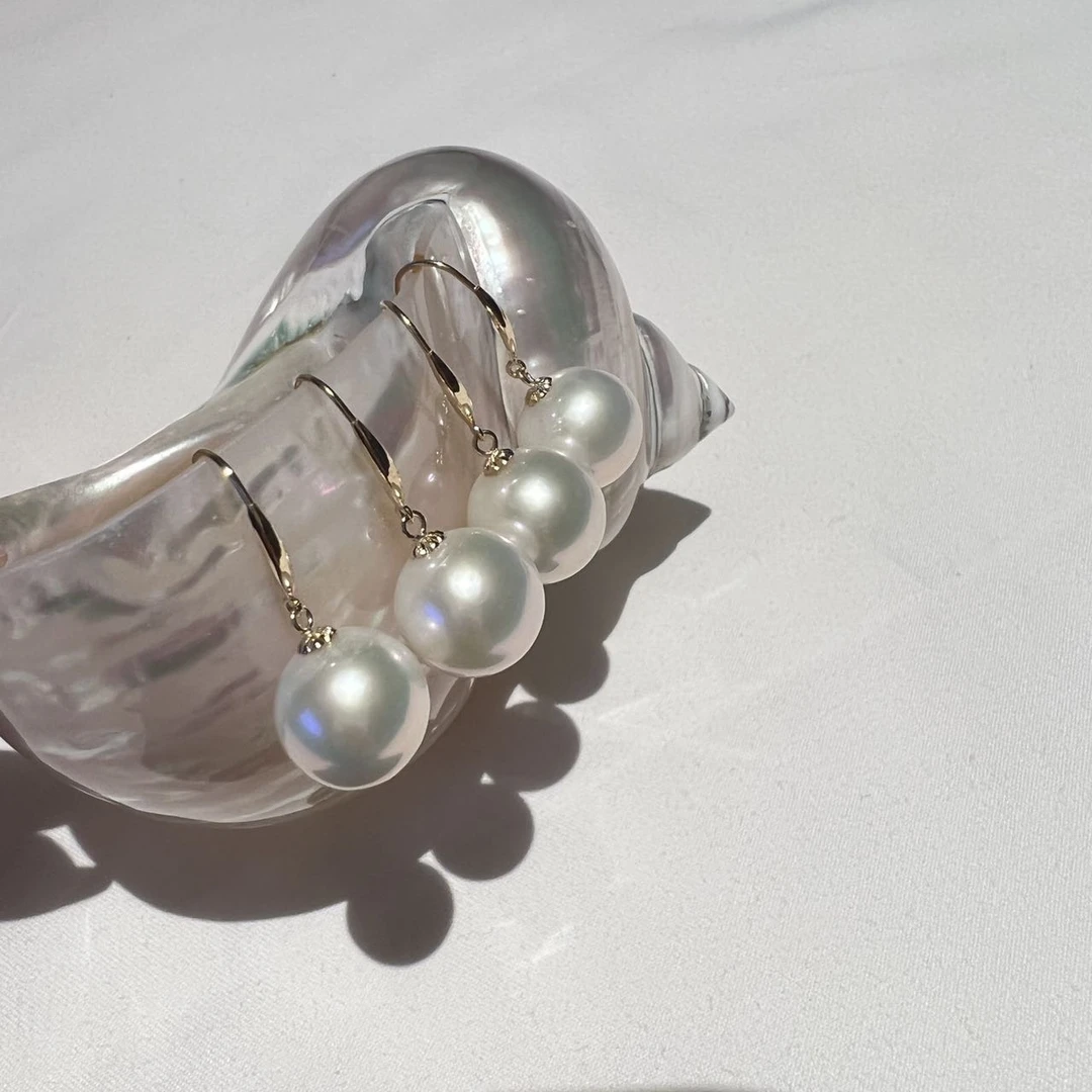 【小宝珠宝】5 T37461-18K金镶嵌珍珠耳钩-多样性发一件-11mm