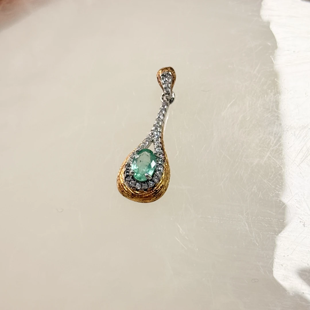 【六六中古】孤品精美s925祖母绿吊坠ty3342