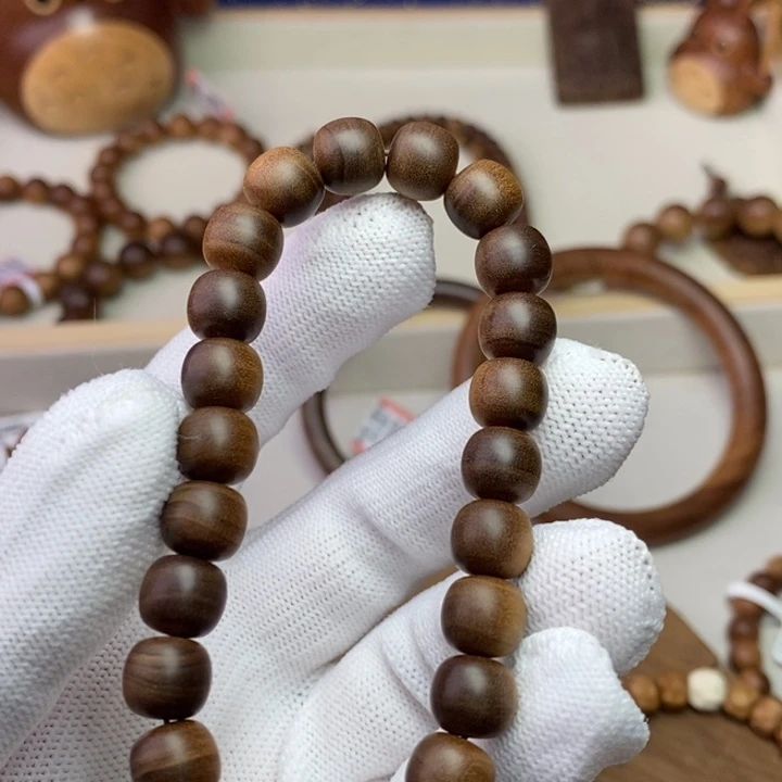 檀香木手串/手链你****孩印度迈索尔老山檀8*9横纹黑肉