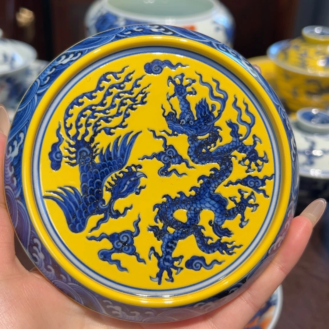 青花雯华堂手绘盖置