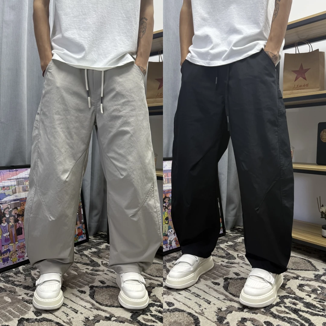 2025秋季新款潮牌结构设计拼接休闲裤男士宽松运动青年百搭弯刀裤