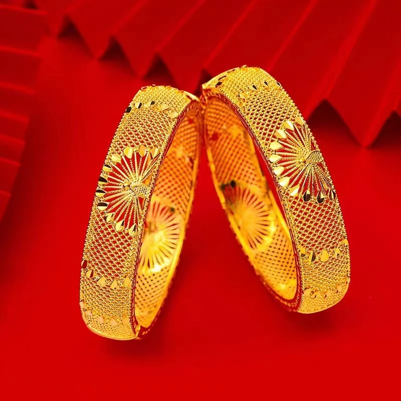 铜合金手镯 开屏孔雀卡扣手镯女复古女镯子结婚饰品