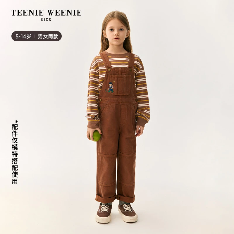 TeenieWeenieKids24年秋新款男女童工装彩牛仔背带裤TKTJ247779N