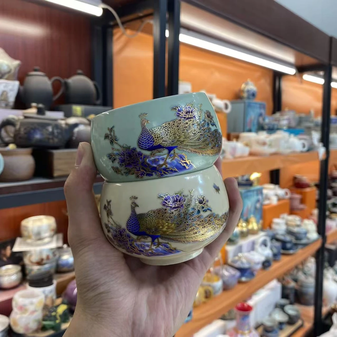 友名 变色孔雀杯-青色+黄色-3182