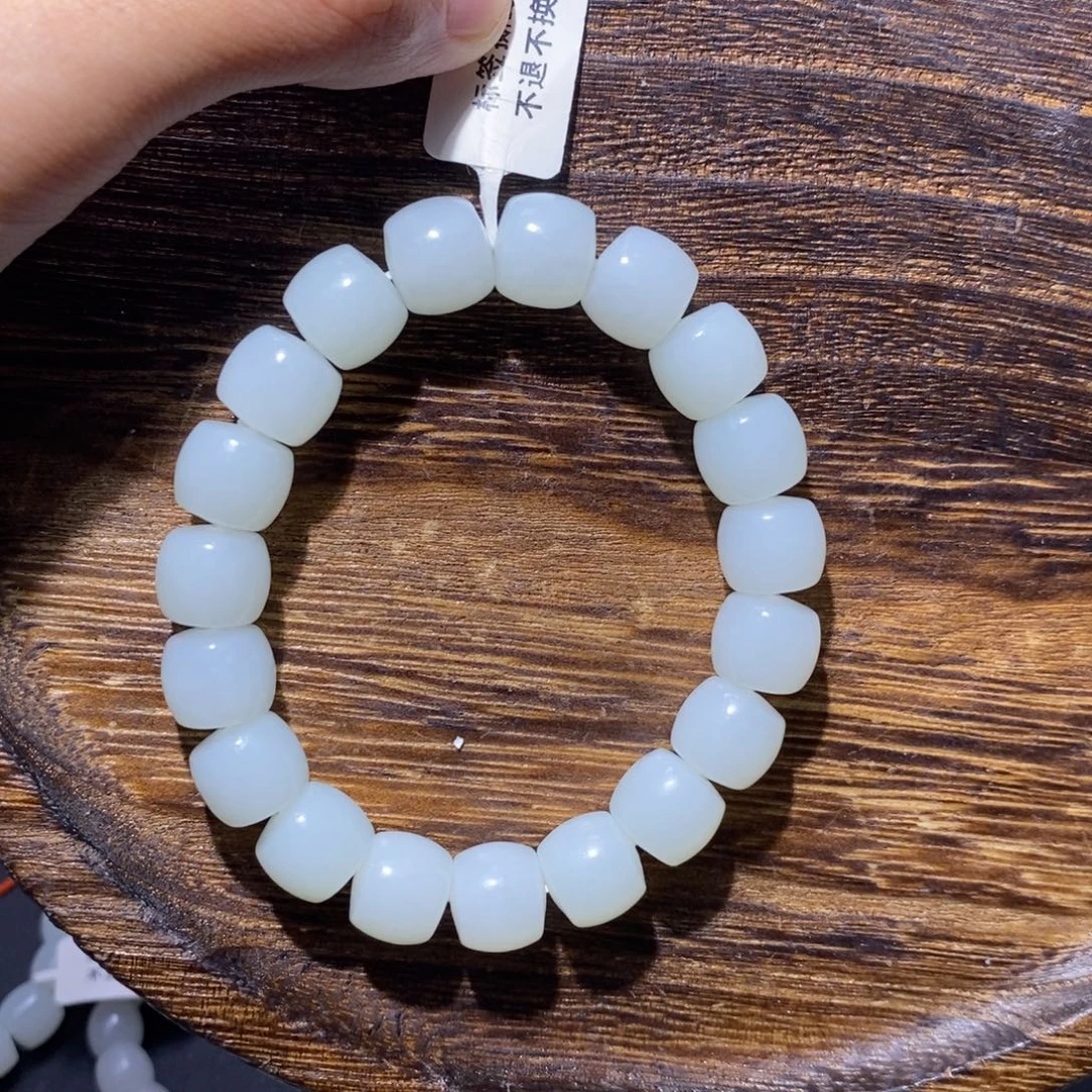 东***枋和田玉未镶嵌手链12mm直切